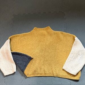 Mystic Mustard and Cream Turtleneck Sweater